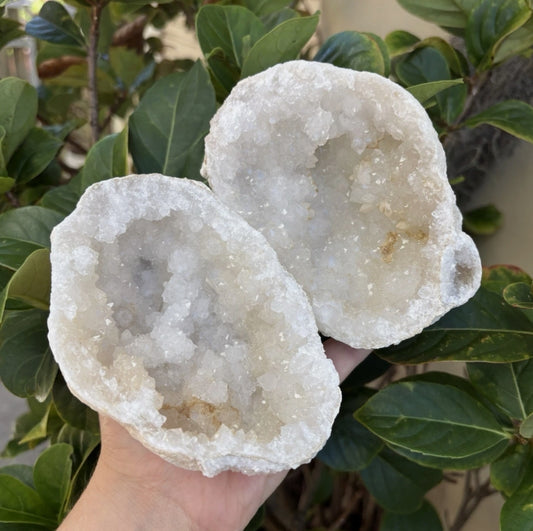 Brazilian Clear Quartz Geode Pair